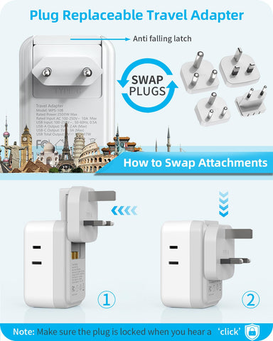 PAEWOK travel kit with detachable plugs stored securely