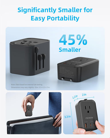 PAEWOK PD 20W travel adapter extended pins enable easy plug-in