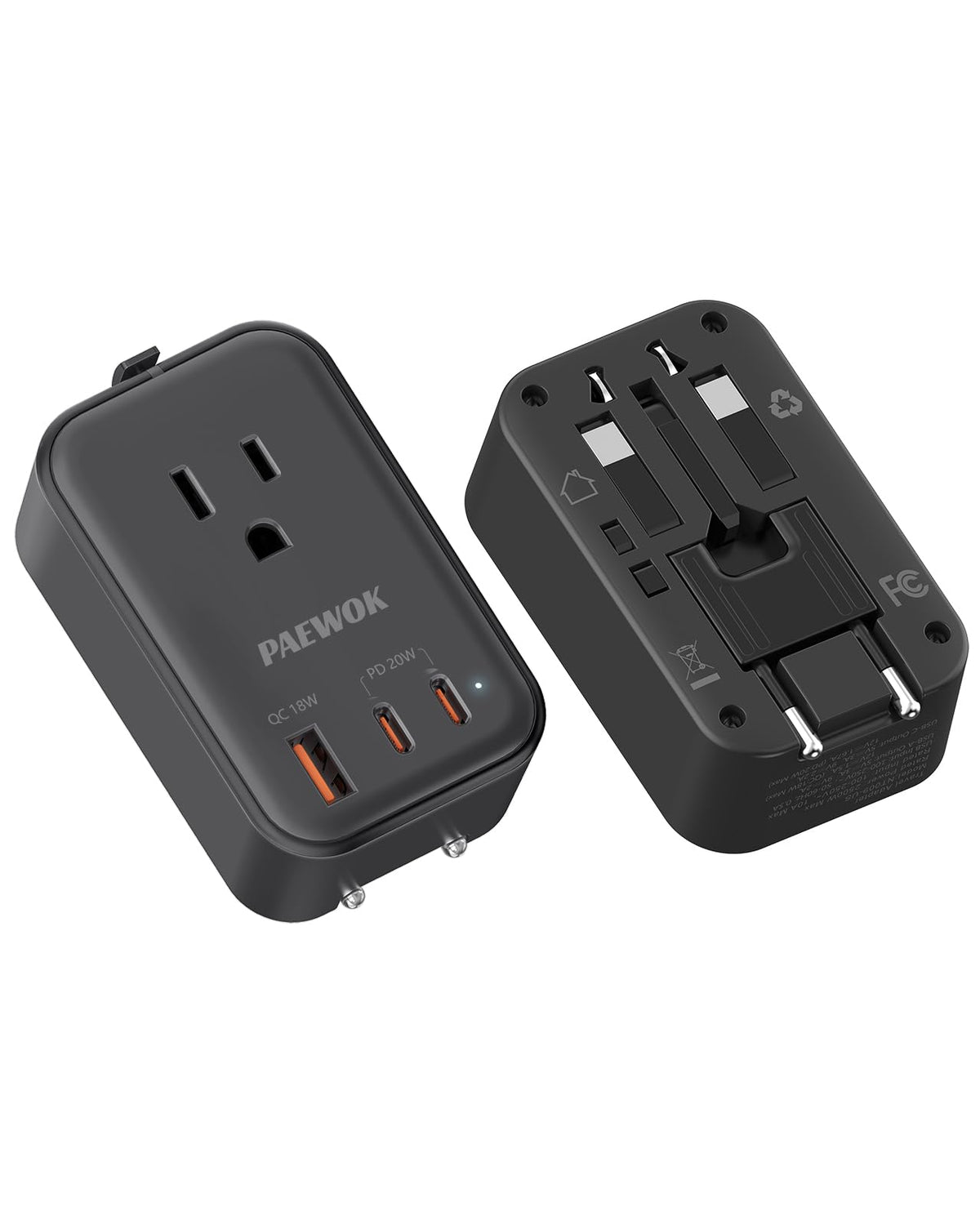 PAEWOK PD 20W travel adapter front view for quick multi-device charging