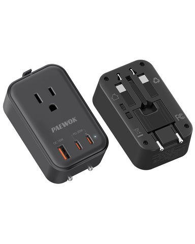 PAEWOK PD 20W travel adapter front view for quick multi-device charging