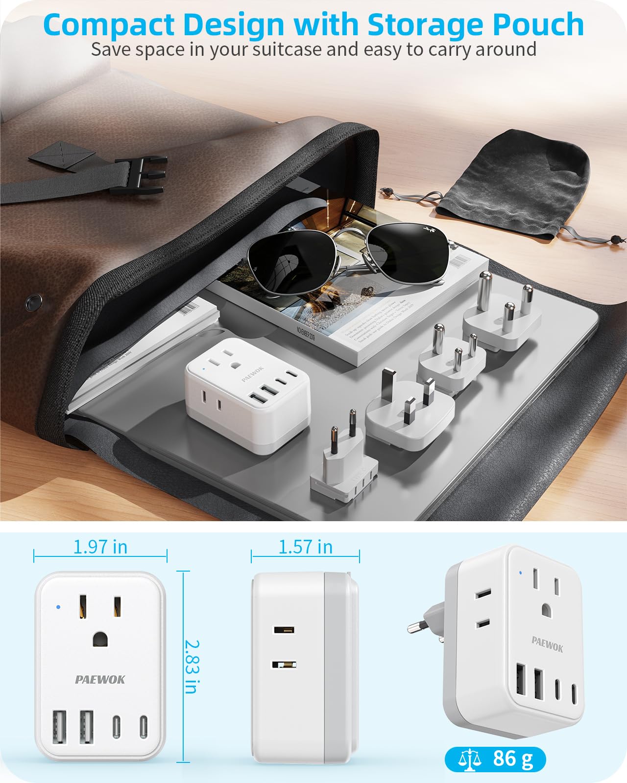PAEWOK universal adapter suitable for global use, not a voltage converter