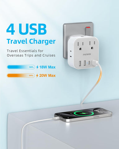 PAEWOK USB-A ports deliver reliable charging speed during travel.