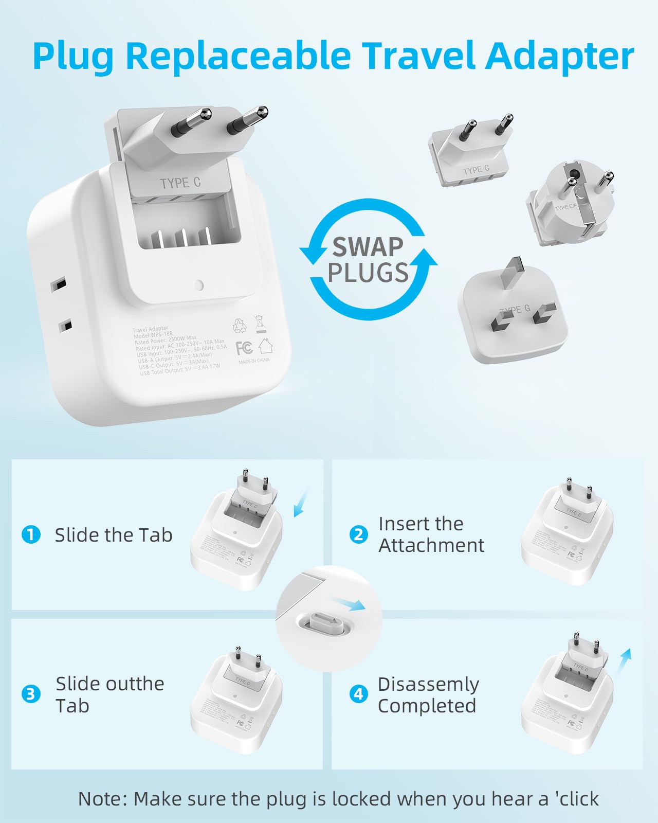 PAEWOK adapter in-wall outlet setup illustrating universal compatibility.