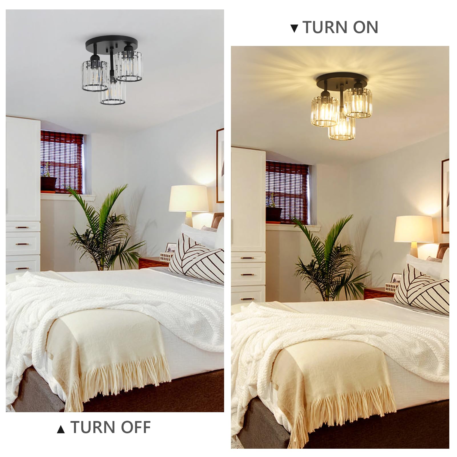 PAUFUL black-metal-frame close-to-ceiling design saves space.