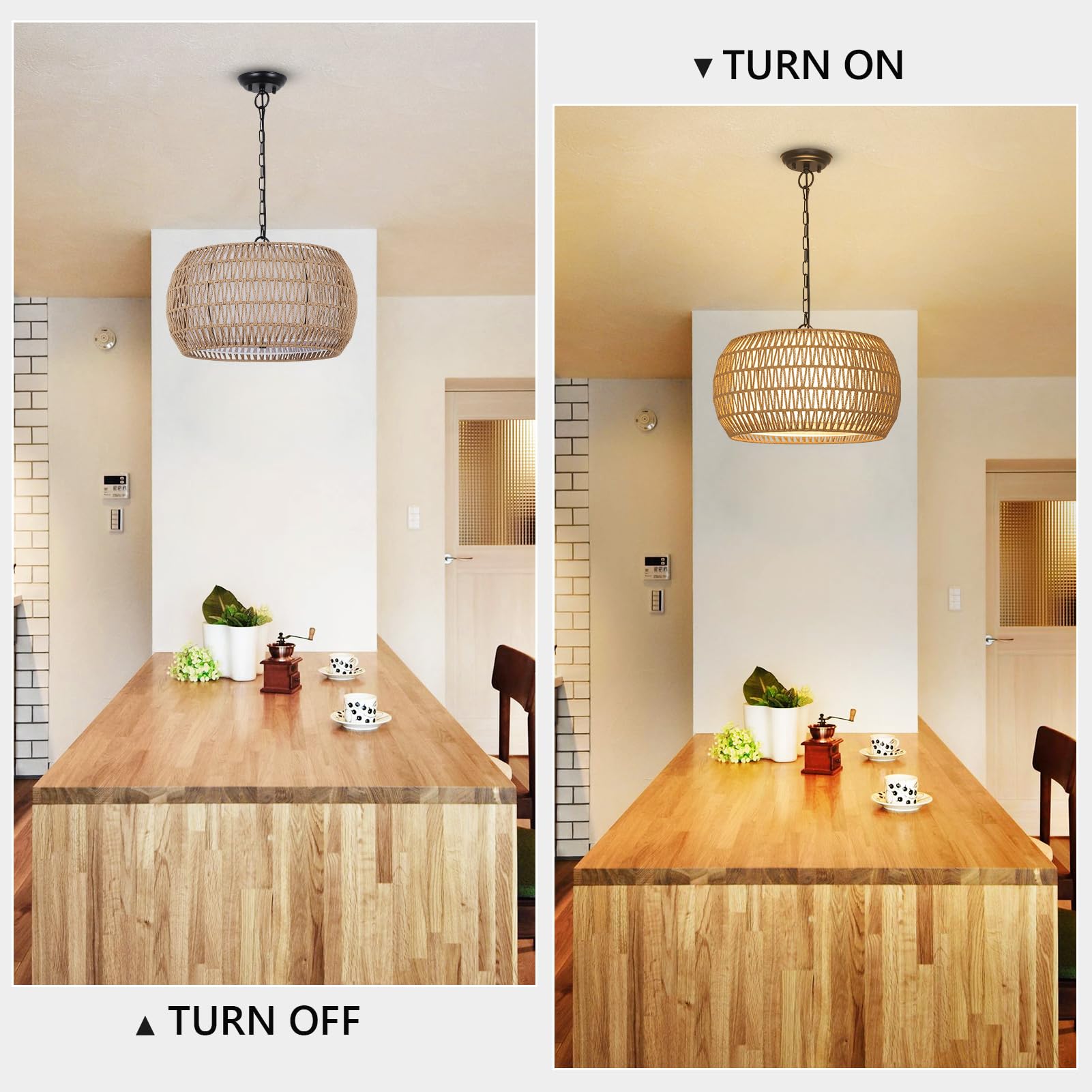 PAUFUL easy-installation drum chandelier shown with all mounting parts