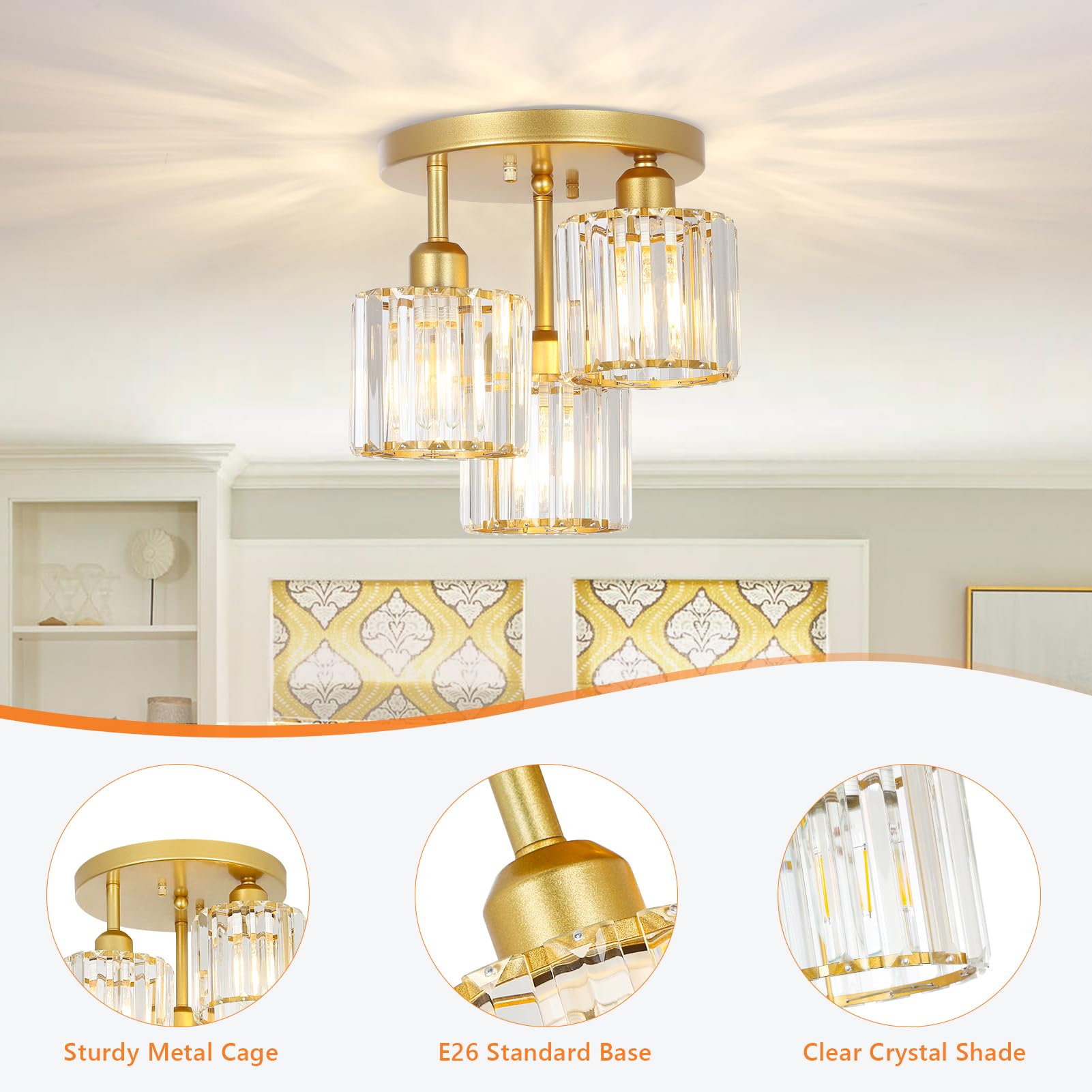 PAUFUL versatile fixture for kitchens, living rooms, bedrooms, and hallways with refined glow.