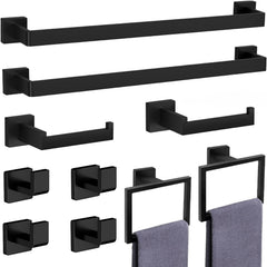 PAHSFS 24-inch towel bar in matte black for organized bathroom storage.