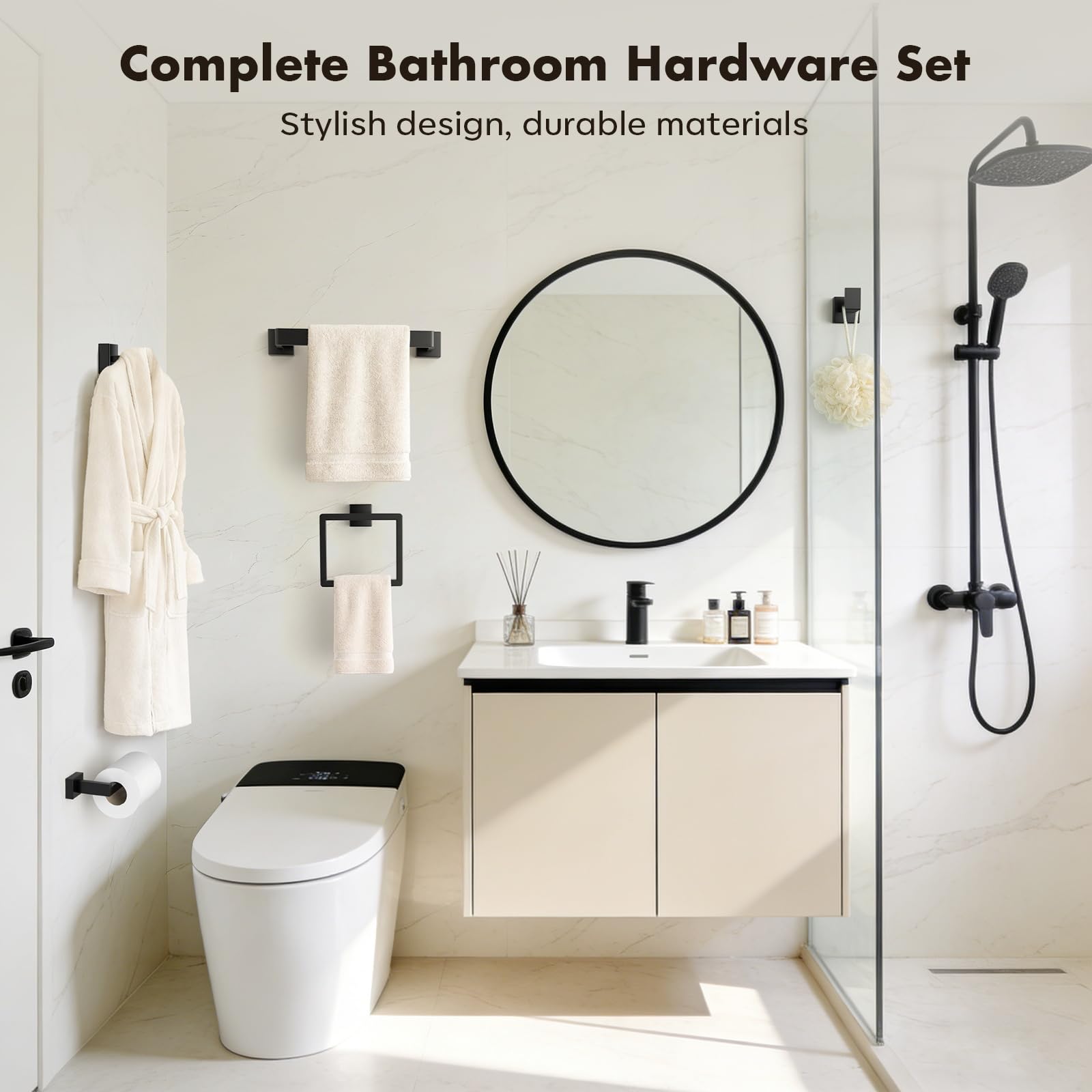 PAHSFS Matte Black Finish complements modern bathrooms and pairs with other fixtures.
