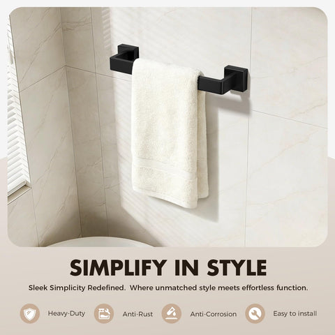 PAHSFS Matte Black Towel Ring adds easy towel access and tidy wall space.