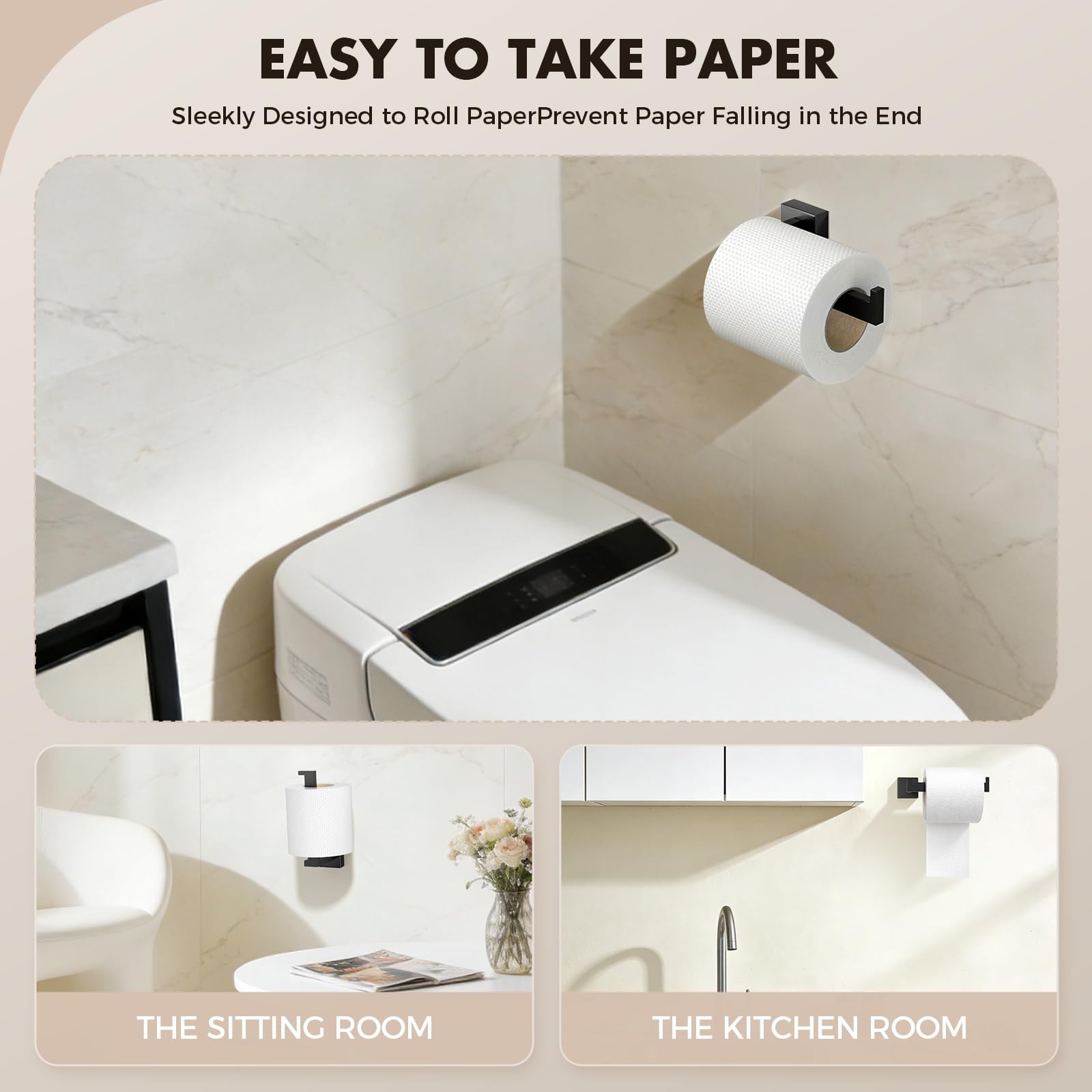 PAHSFS toilet paper holder in matte black within reach