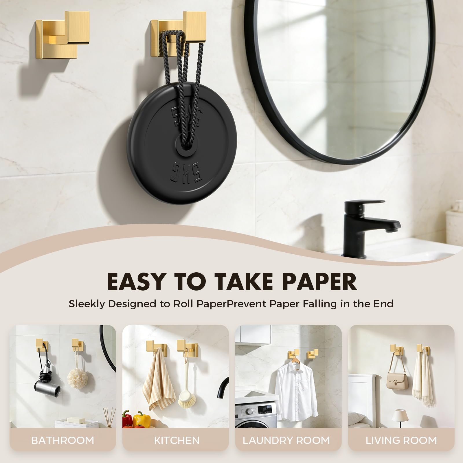 PAHSFS gold towel hooks right focus for versatile bathroom storage