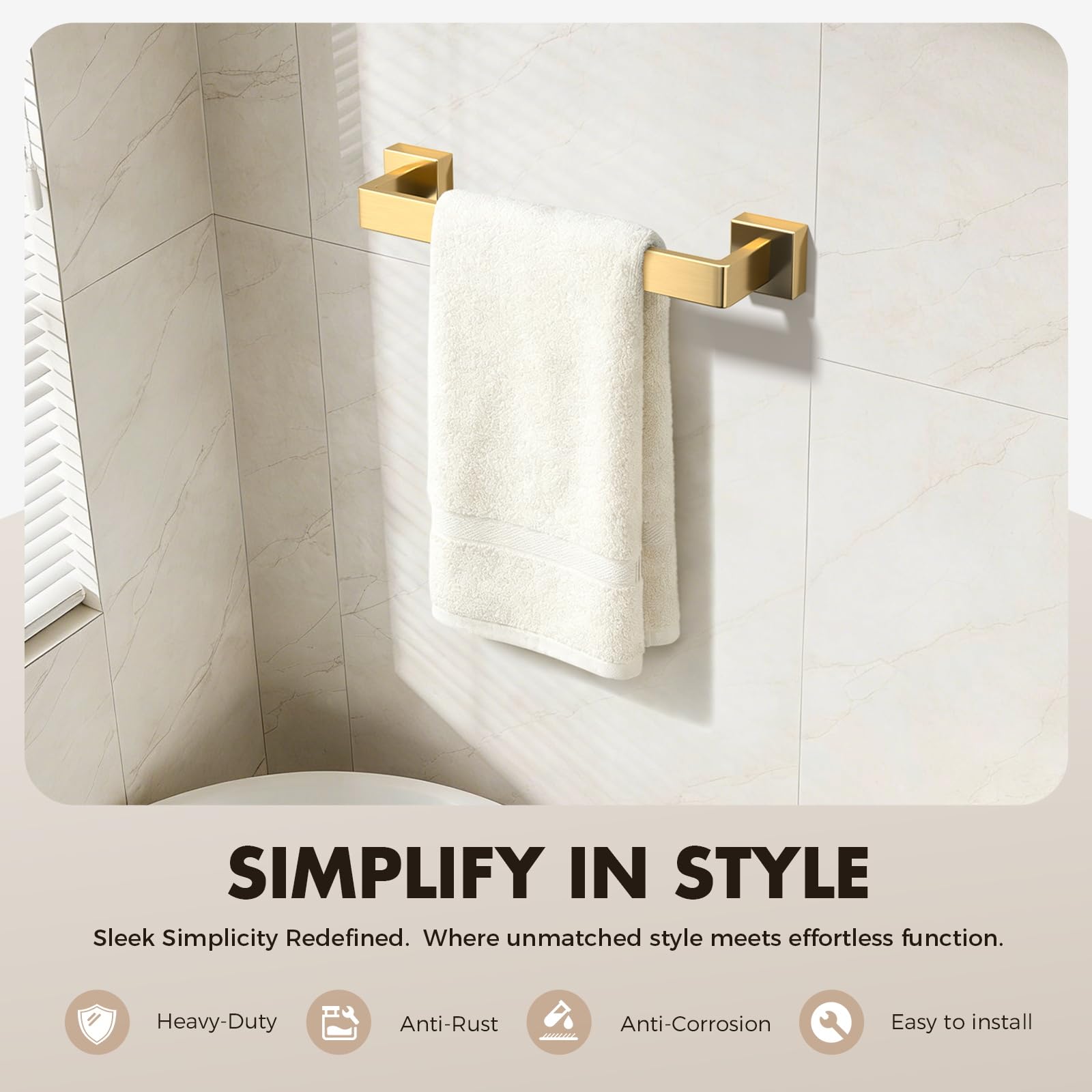 PAHSFS gold towel ring complements modern sinks for easy access