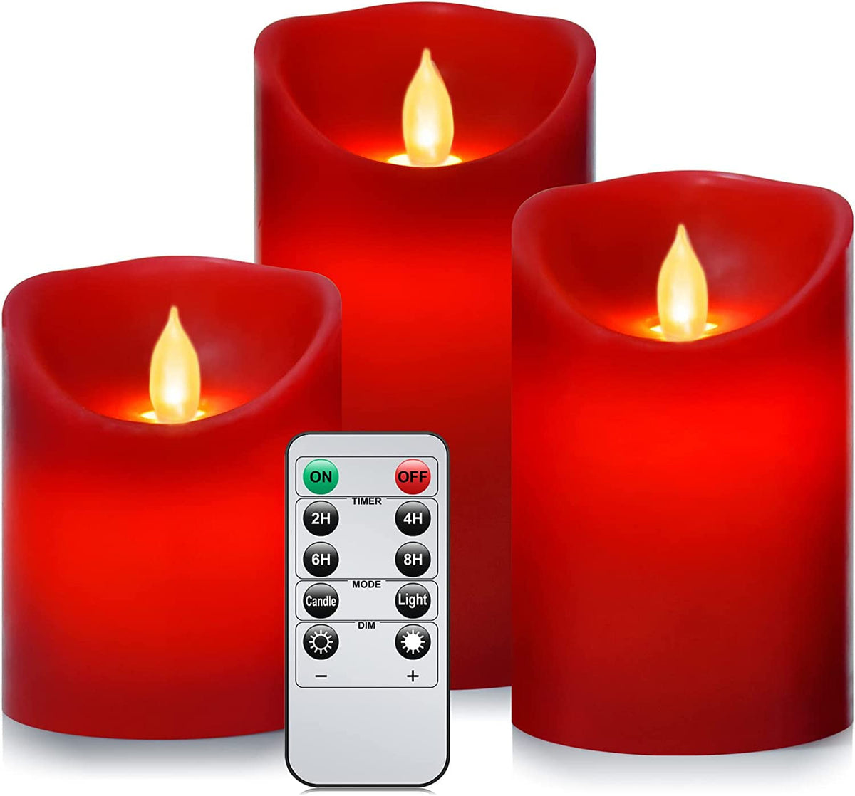 Paichi flameless red candle 4-inch with realistic flicker for cozy ambience.