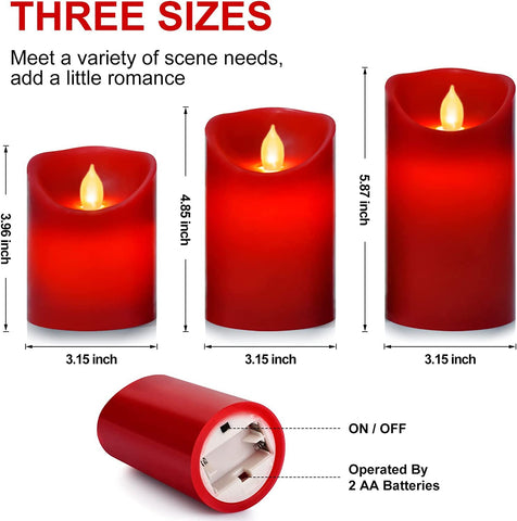 Paichi remote-controlled red flameless candle for easy remote use.