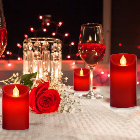 Paichi red candle wick flicker showcasing safe, smoke-free ambience option.