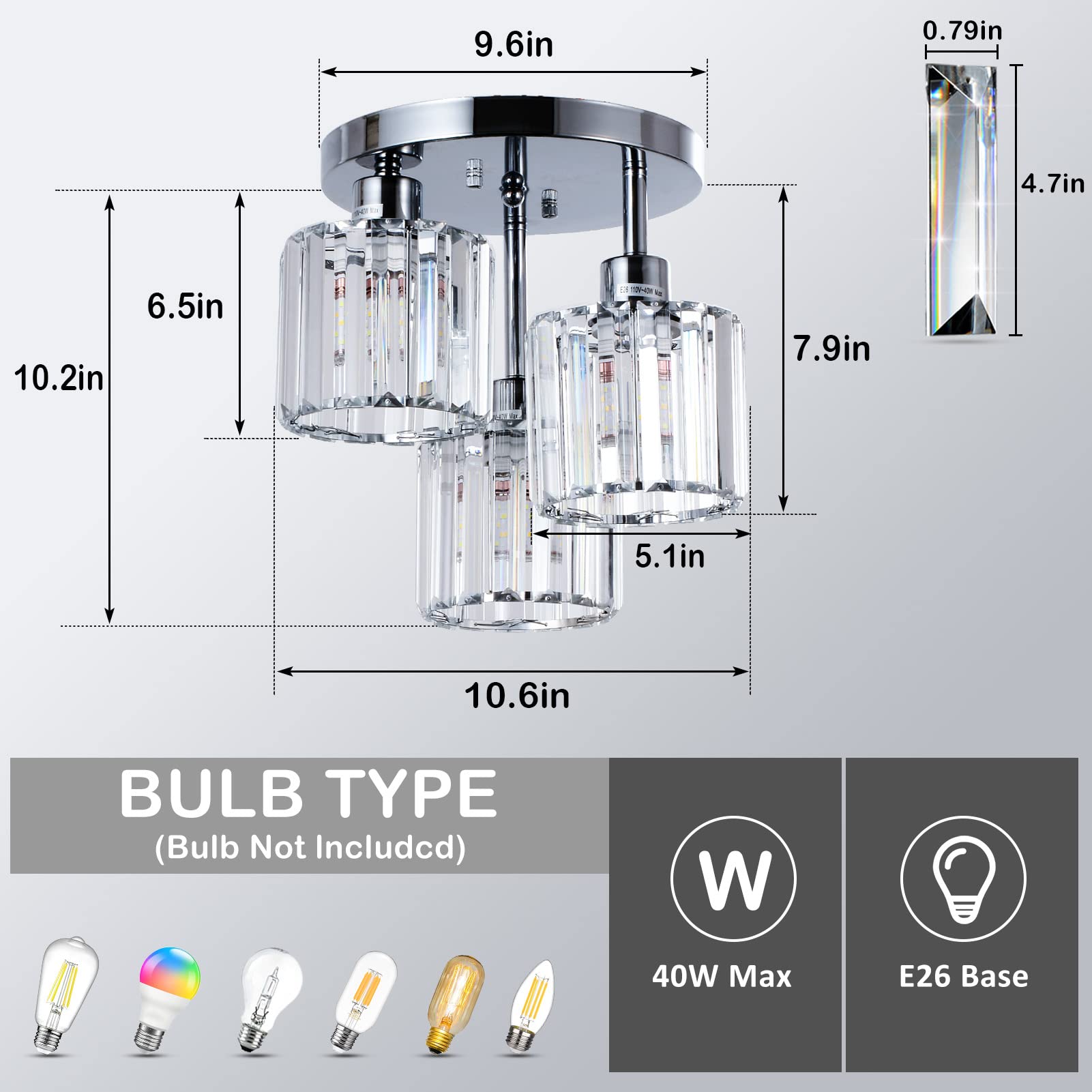 PAUFUL kitchen light with clear crystal shades enhances ambient glow and wall patterns.