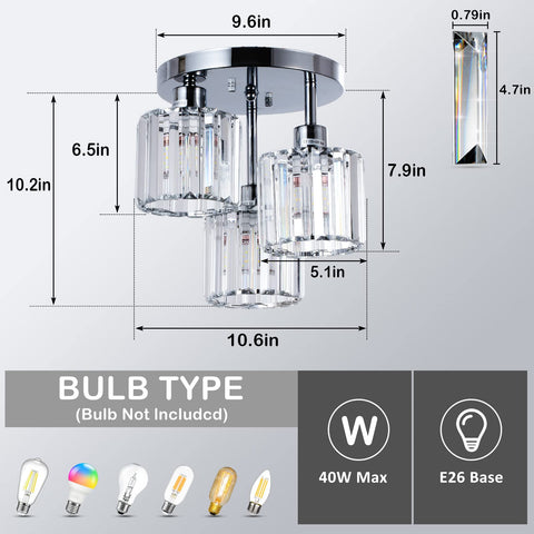 PAUFUL kitchen light with clear crystal shades enhances ambient glow and wall patterns.