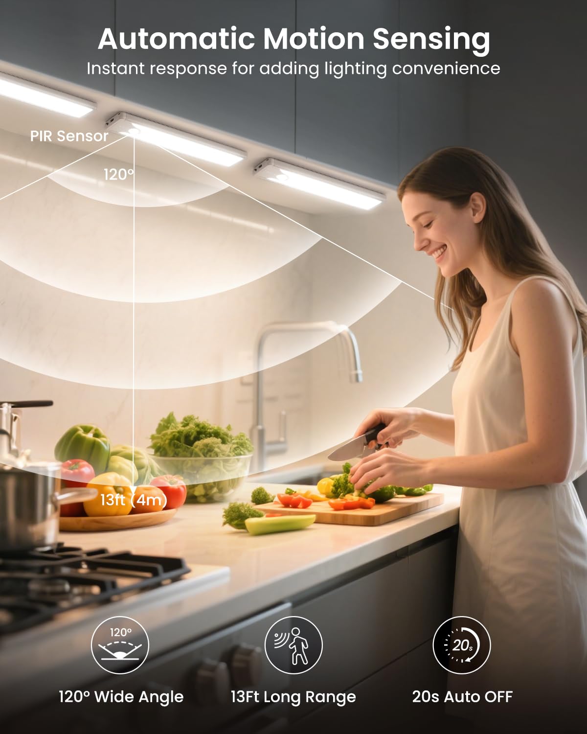 Close-up of Pak 41-LED 6500K under-counter light delivering bright, even cabinet lighting.