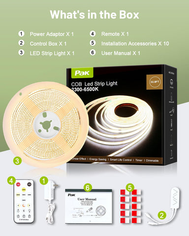 Pak COB LED strip can be cut to fit corners and shelves precisely