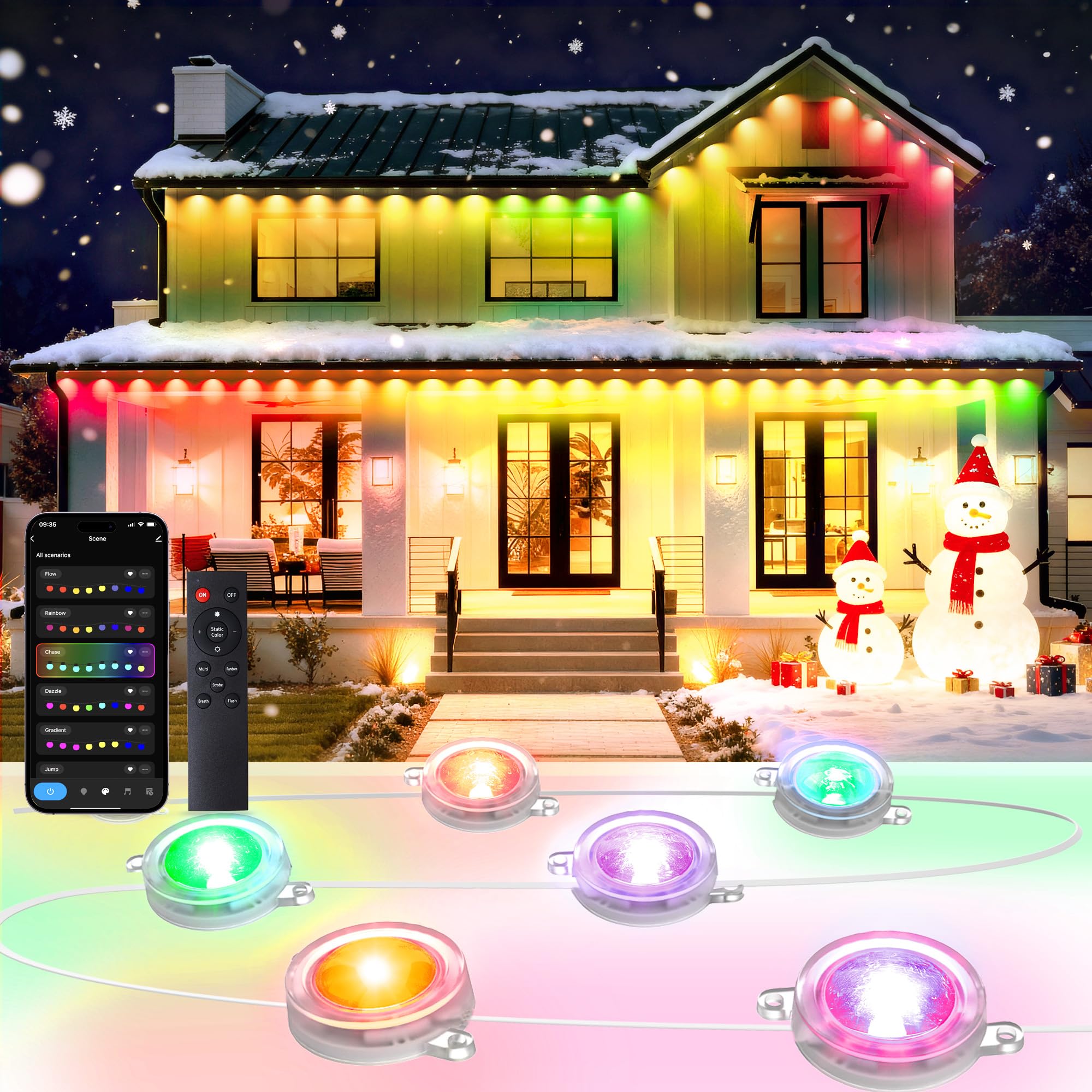 Pak permanent outdoor lights, 50ft length, ideal for expanding house illumination and curb appeal