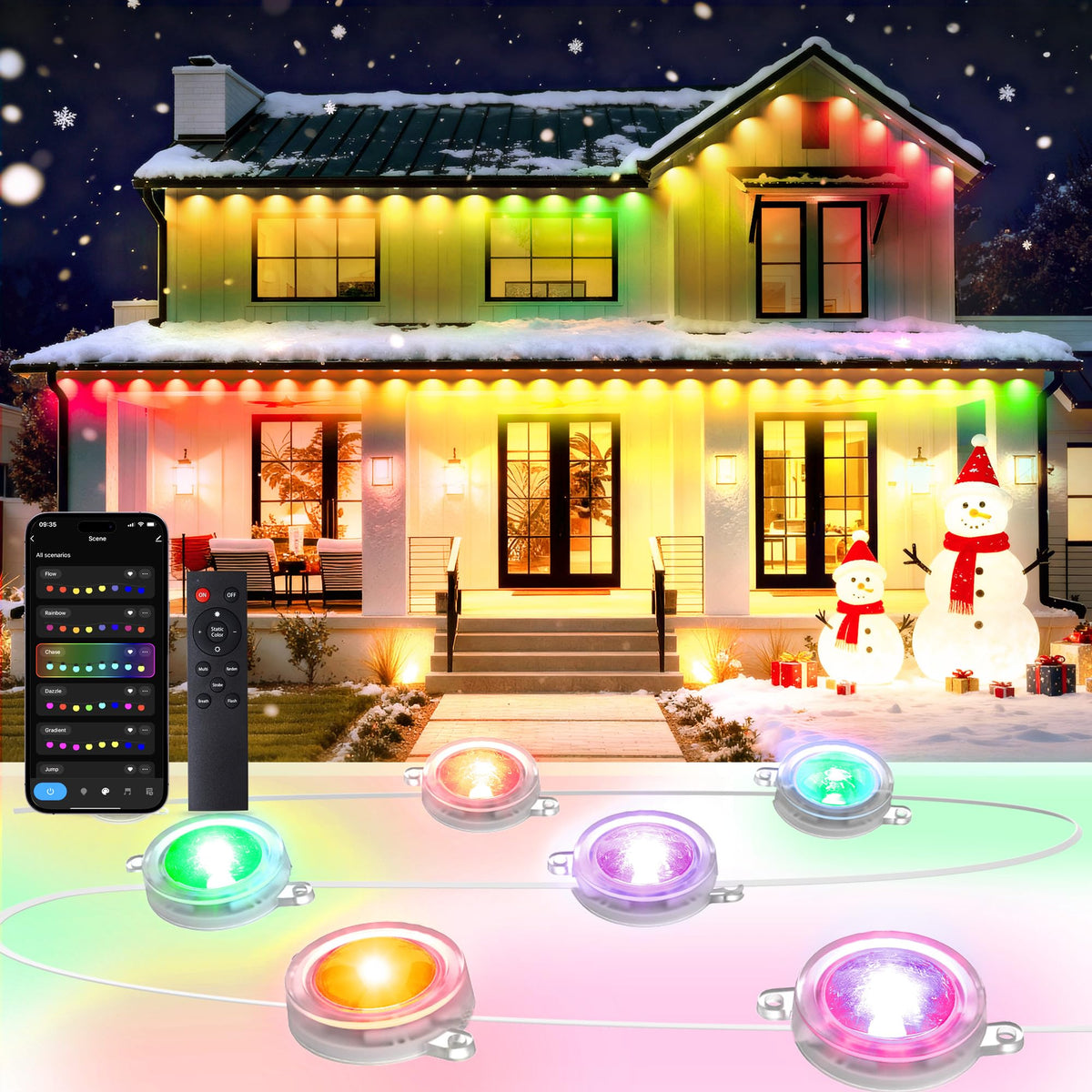Pak permanent outdoor lights, 50ft length, ideal for expanding house illumination and curb appeal