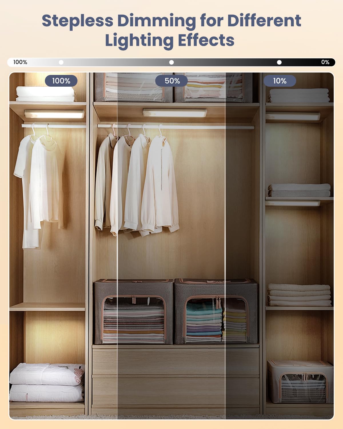 Pak stepless dimming allows precise brightness adjustment for any task.