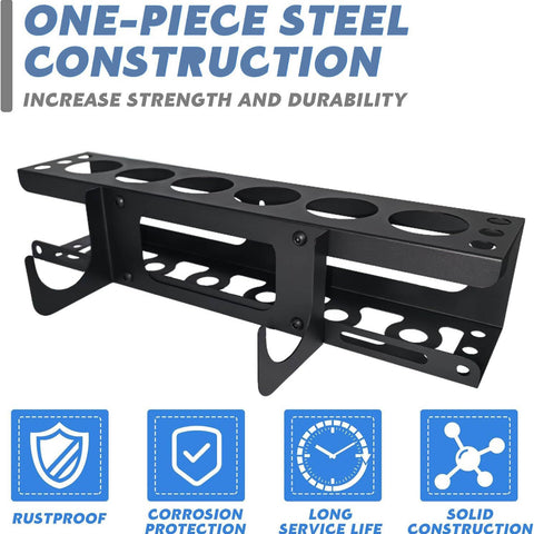 Rust-resistant black coating protects equipment in dusty garage environments.