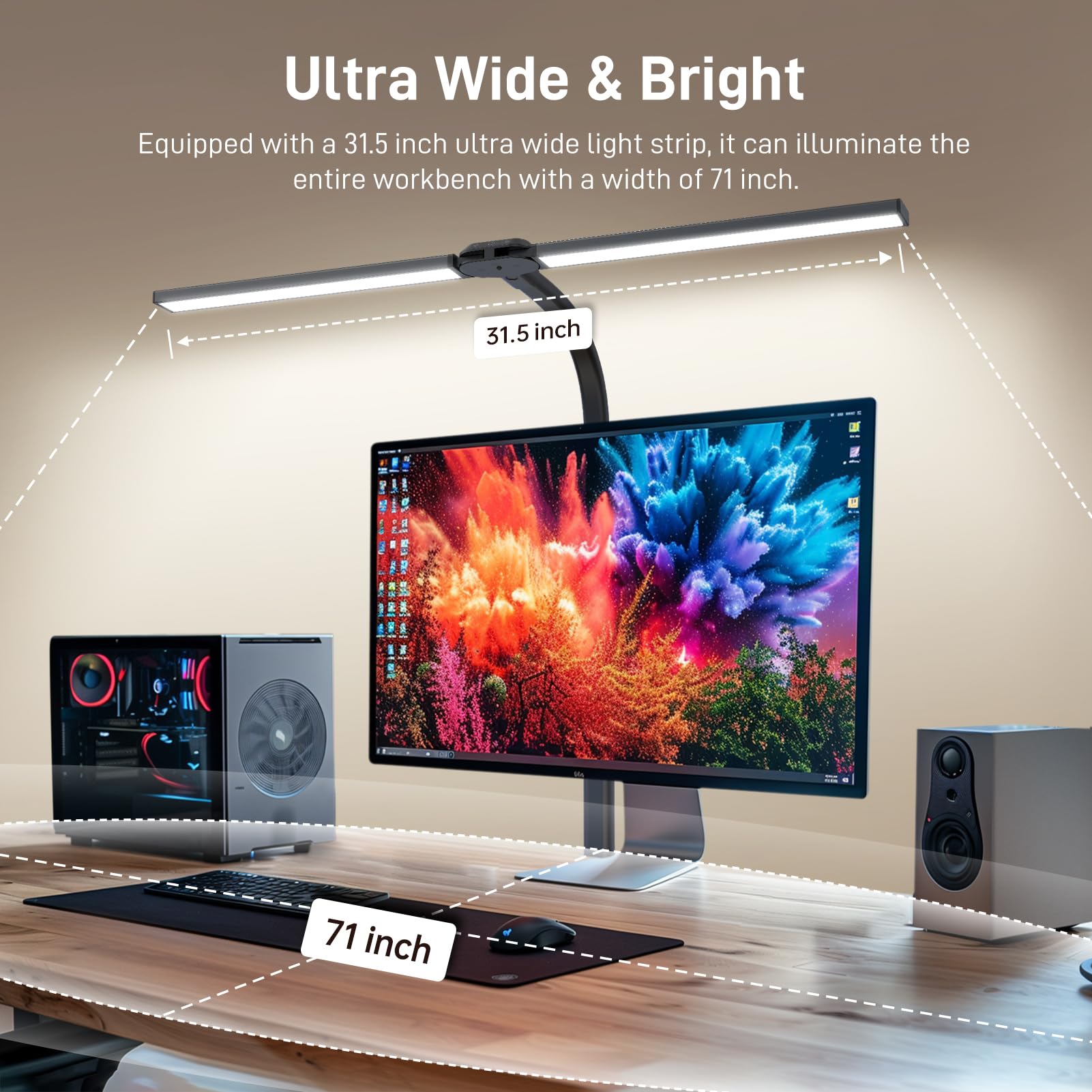 Secure clamp-on attachment for Paklighting desk lamp on table edge.