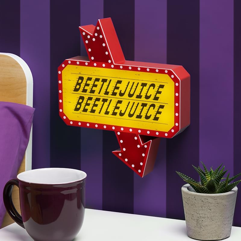 Paladone Beetlejuice icon light bedroom display for soft glow.