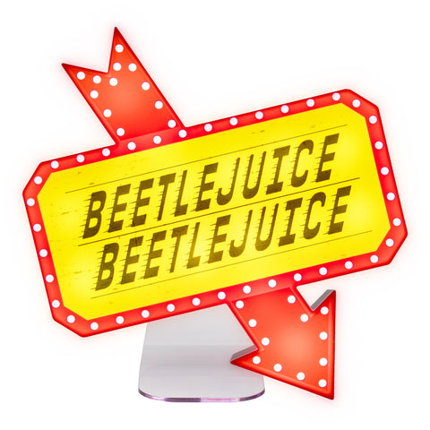 Paladone Beetlejuice icon light sign brightens a retro-style room.
