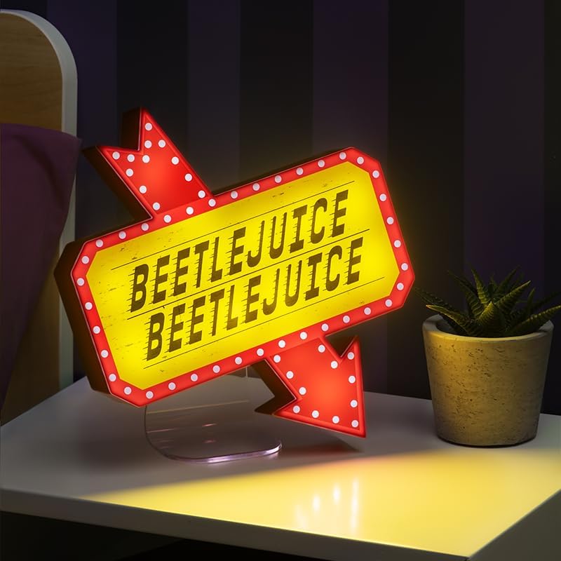Paladone Beetlejuice sign neon battery power for cordless setup.