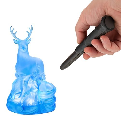 The 18 cm tall Deer Patronus Light on a bedside table
