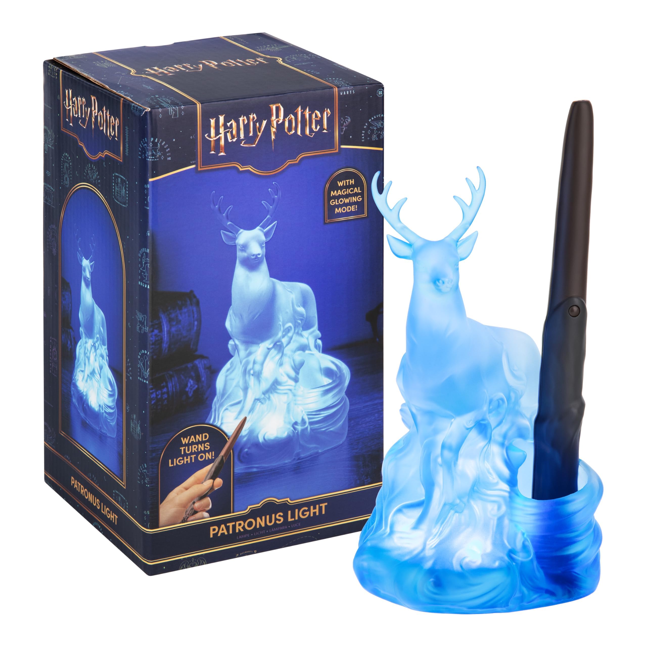 Paladone Harry Potter Deer Patronus Light with wand remote illuminates desk blue glow