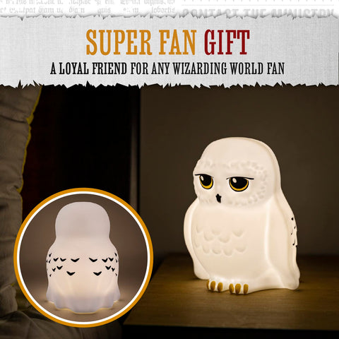 Paladone Hedwig night light battery-powered for portable bedside use.