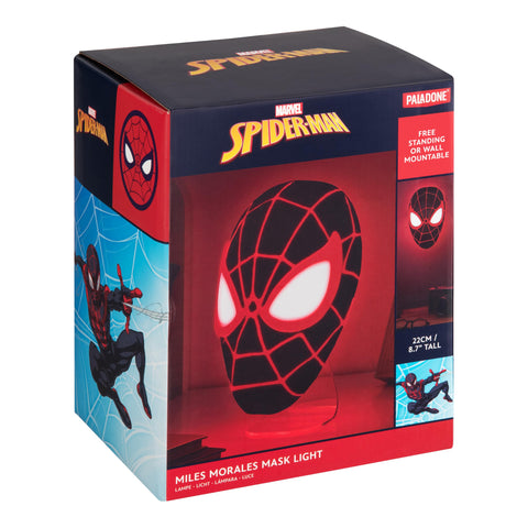 Paladone Miles Morales mask LED light creates atmospheric room ambiance