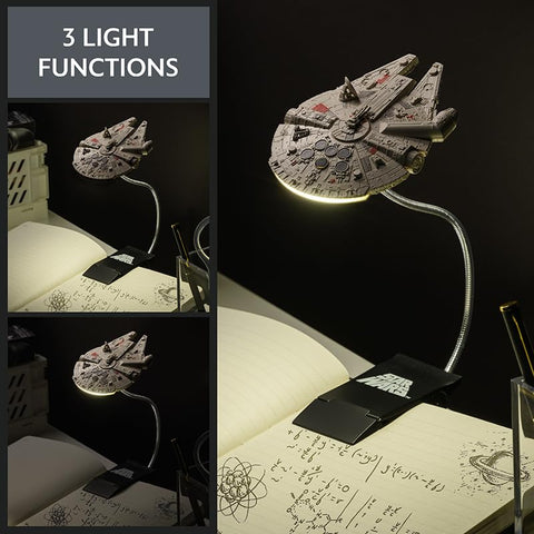 Paladone Millennium Falcon clip-on reading light with flexible neck for precise illumination