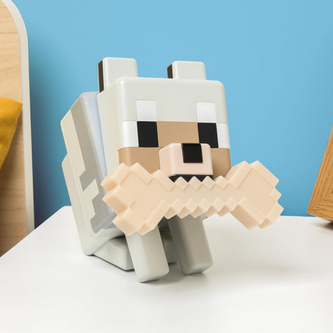 Paladone Wolf Globuddies night light powered by batteries, keeping surfaces neat and wire-free.
