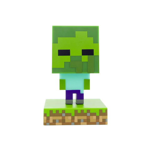 Paladone Minecraft Zombie Light front view for desk illumination and room decor.