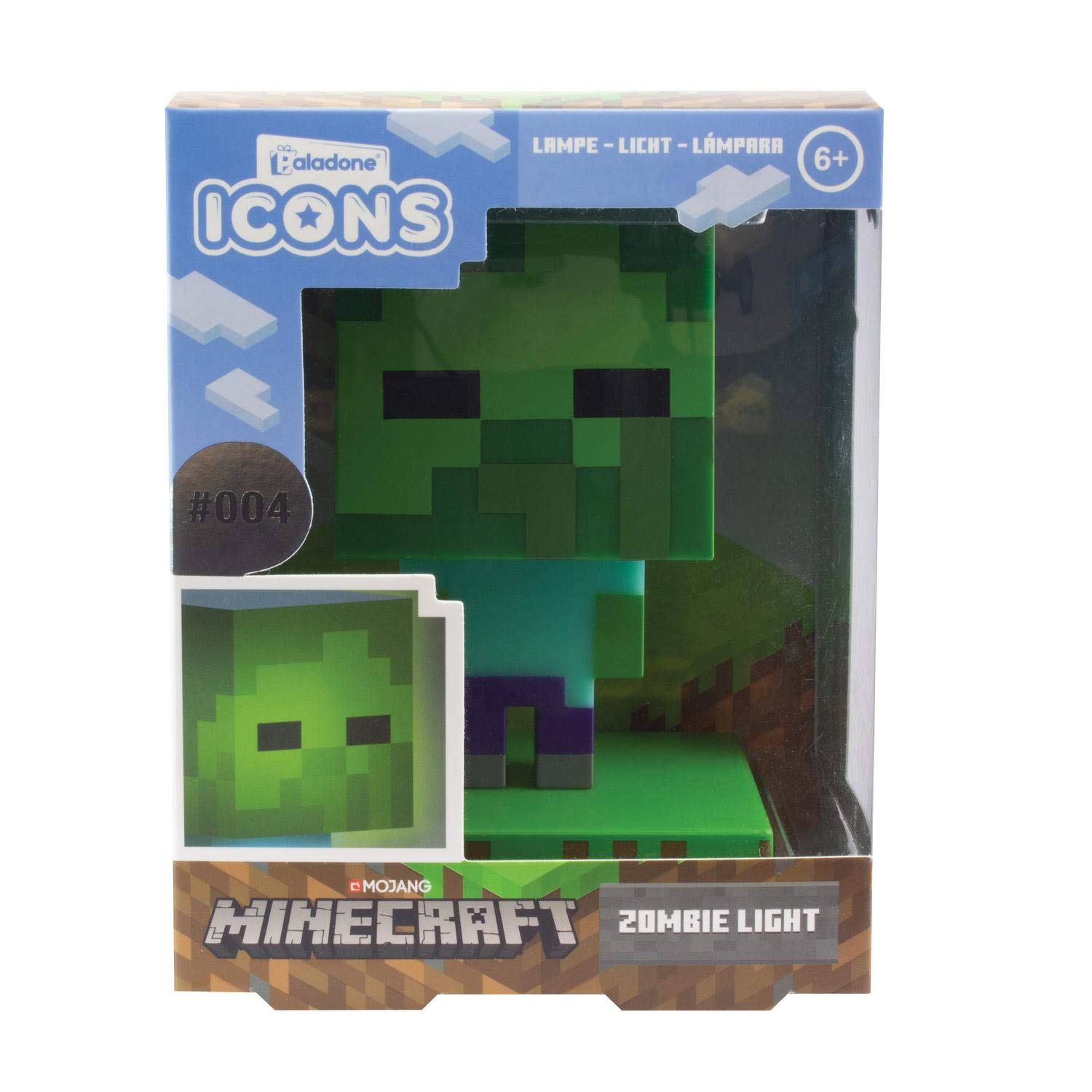 Paladone Minecraft Zombie Light on a desk creates cozy glow.
