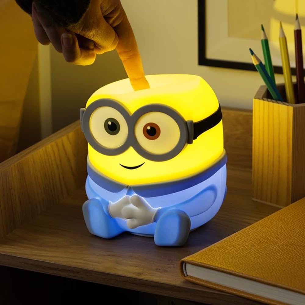 Paladone Minions Bob SquishyGlo lit-in-dark demonstrates soft glow performance.
