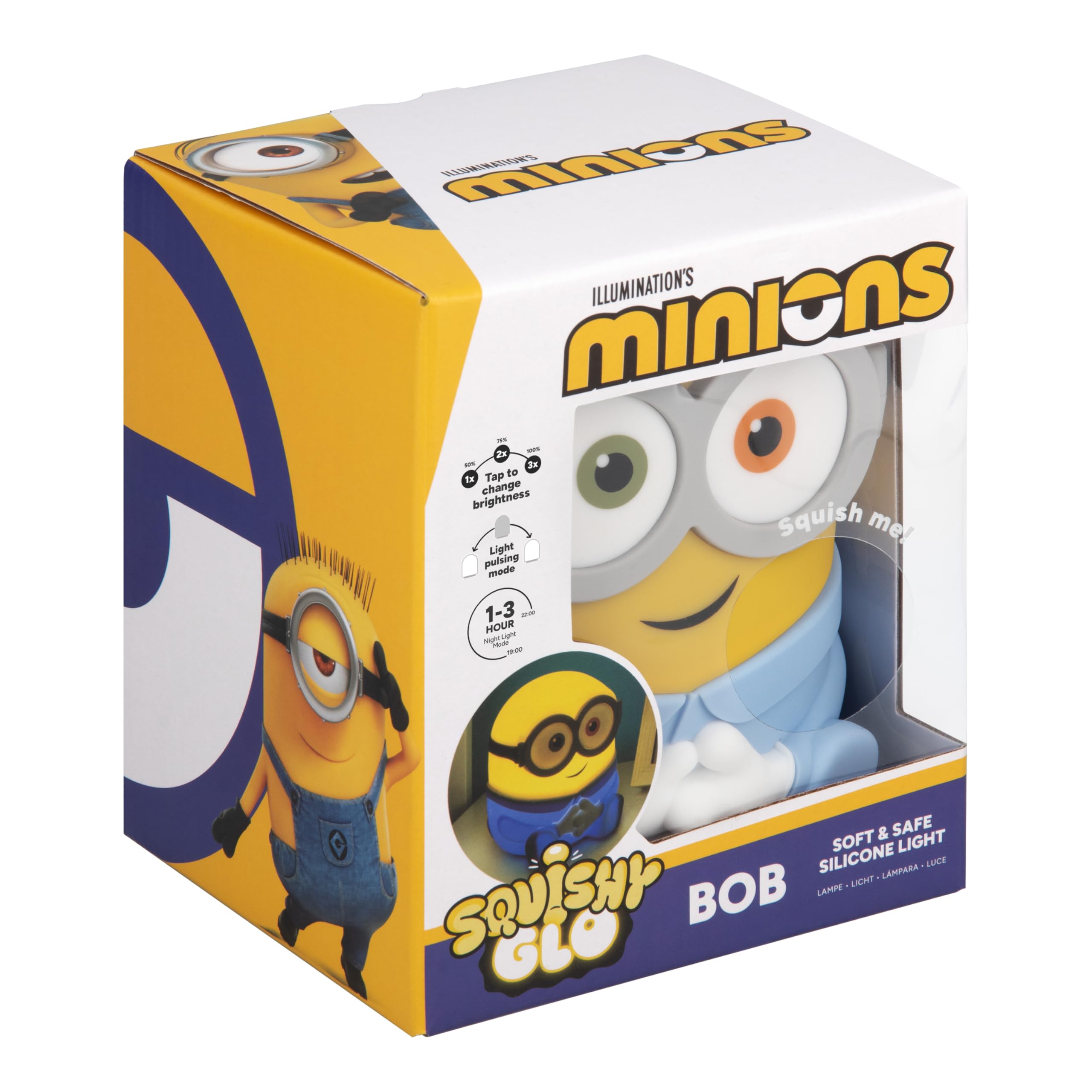 Paladone Minions Bob SquishyGlo side view ideal for cozy night ambience.