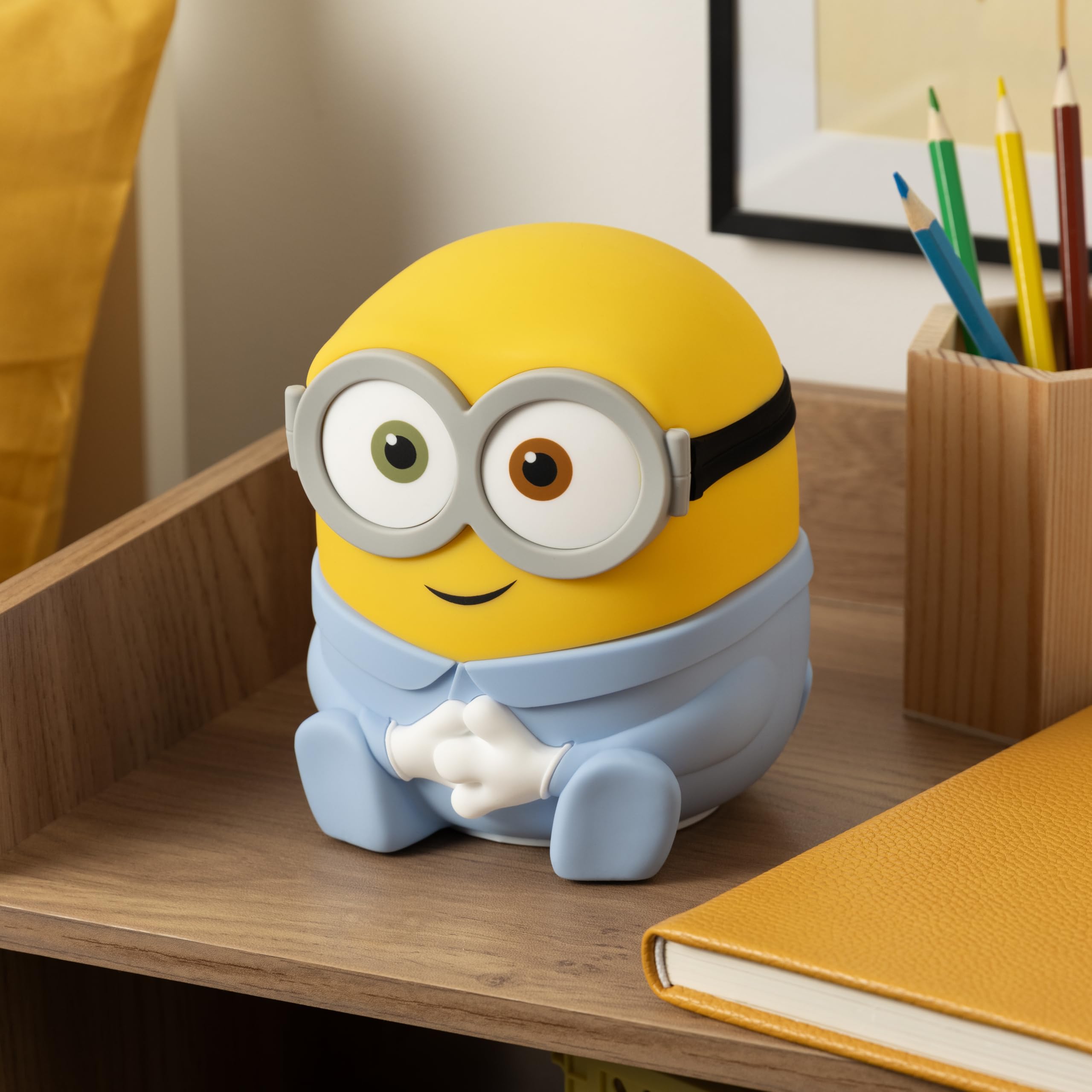 Paladone Minions Bob SquishyGlo table-top shot highlights cordless flexibility.