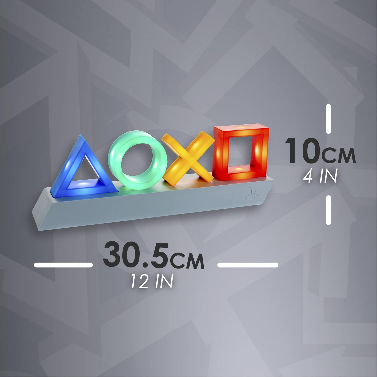Paladone PlayStation Icons Light fits compact desks for easy gaming setup.