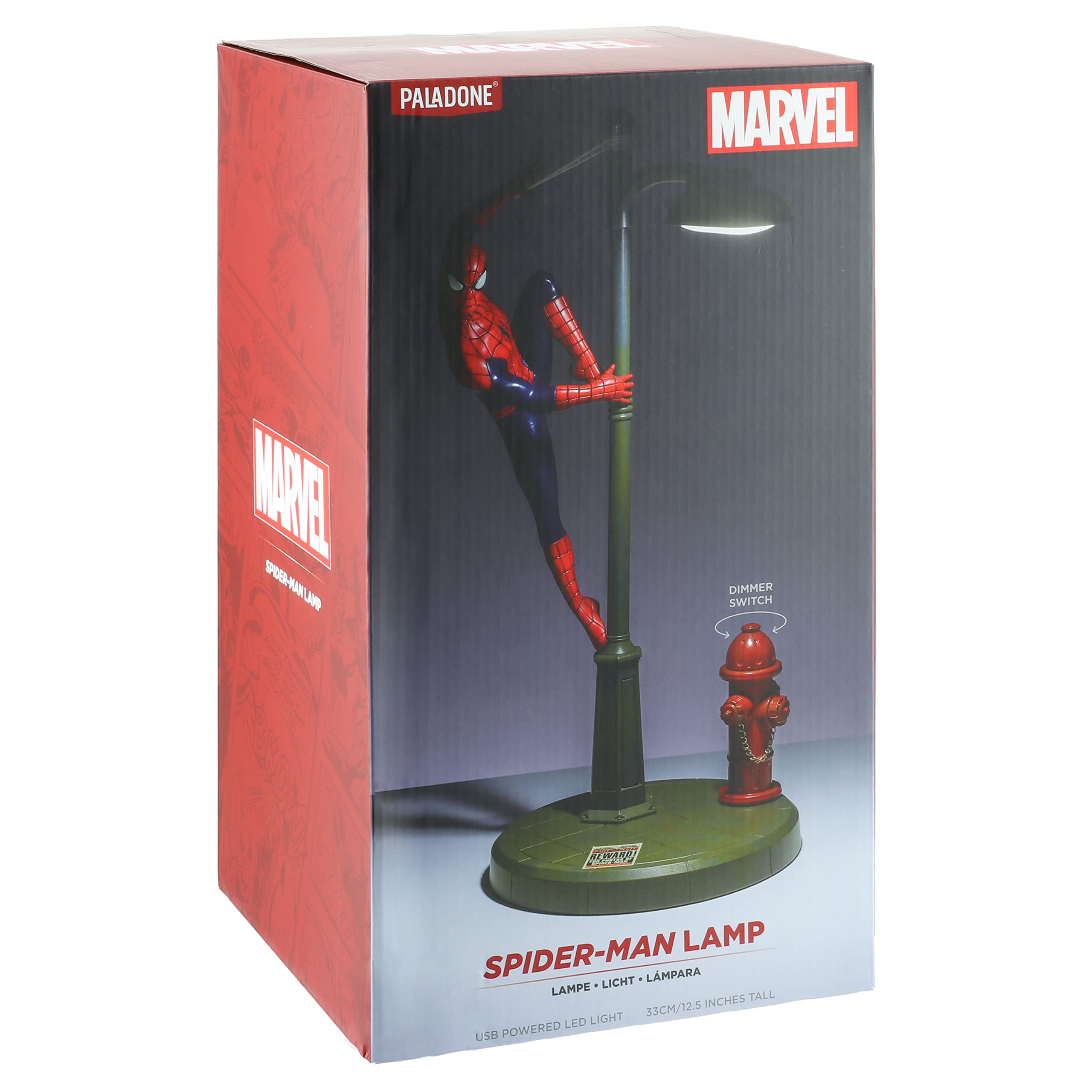 Paladone Spiderman lamp pairs with Marvel decor for a themed space.