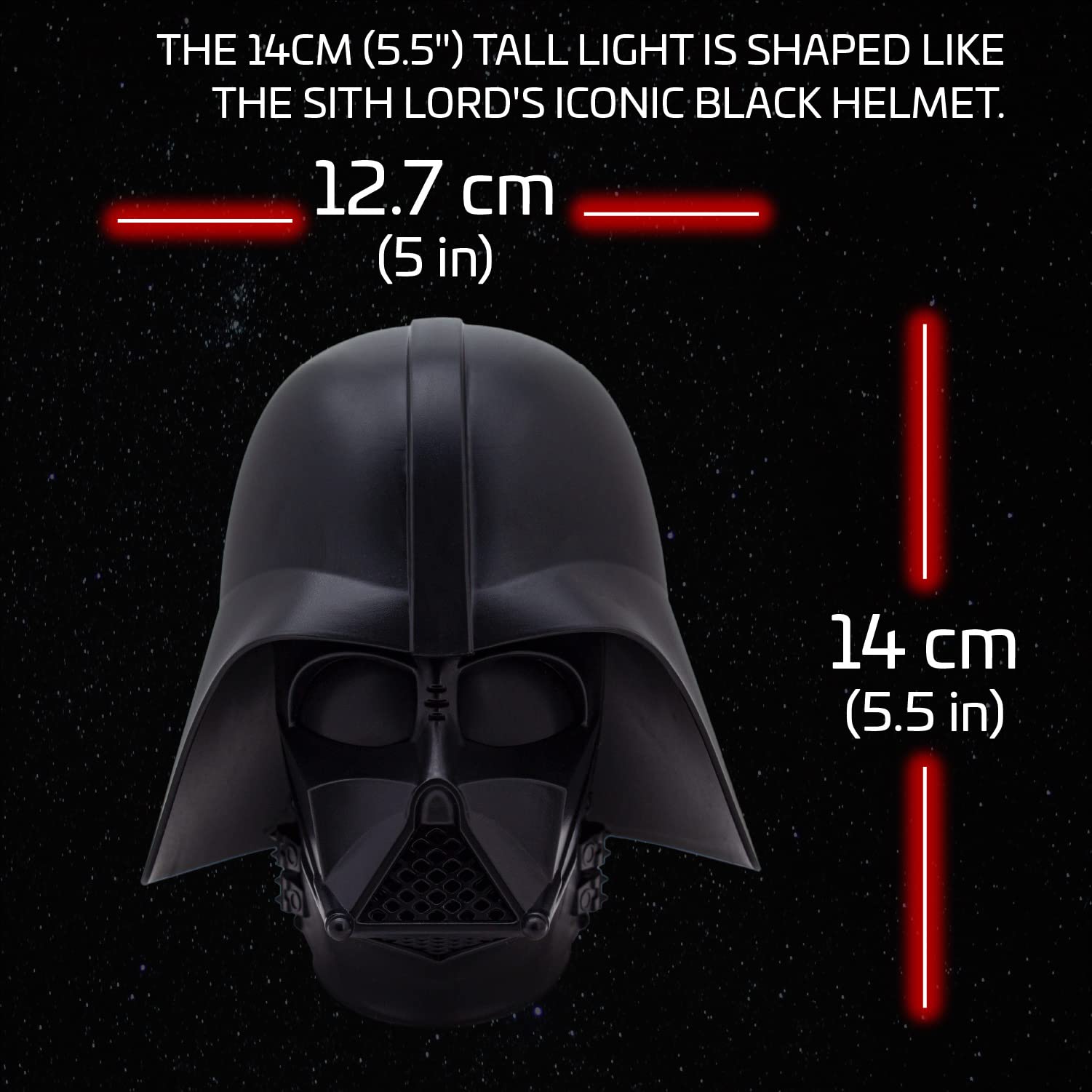 Paladone Darth Vader helmet close-up highlights sleek black design.