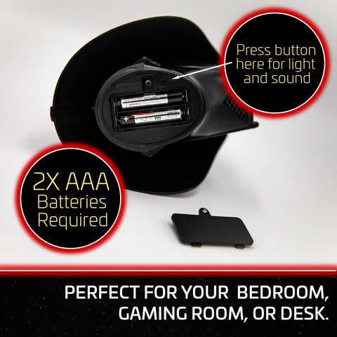 Paladone Darth Vader helmet light casts red glow in dark rooms.