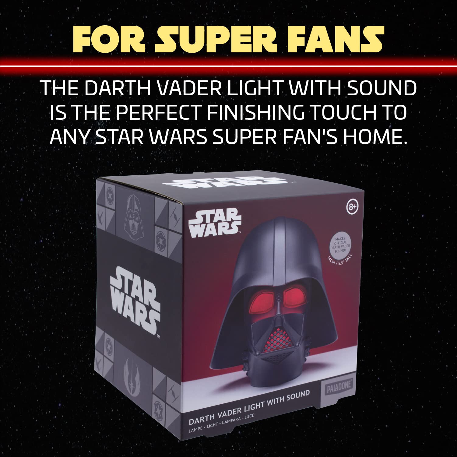 Paladone Darth Vader light with breathing sound enhances cosplay corners.
