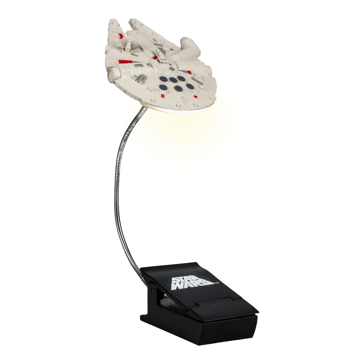 Paladone Star Wars Millennium Falcon clip light on a book for easy late-night reading
