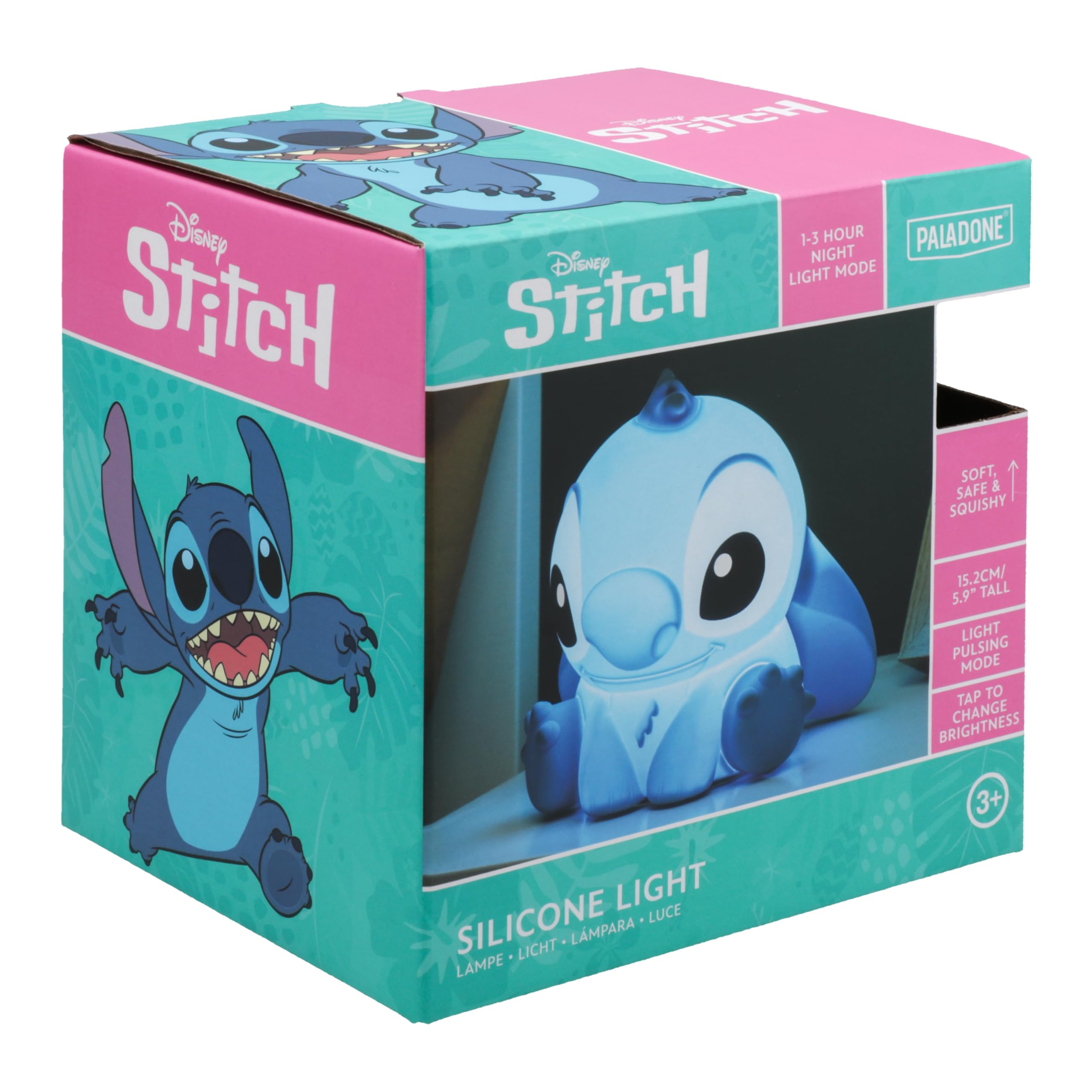 Paladone Stitch squishy lamp auto-off dims after hours for worry-free nights