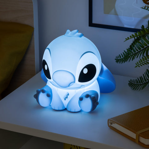 Paladone Stitch squishy lamp hugged by a child, tactile, kid-friendly design